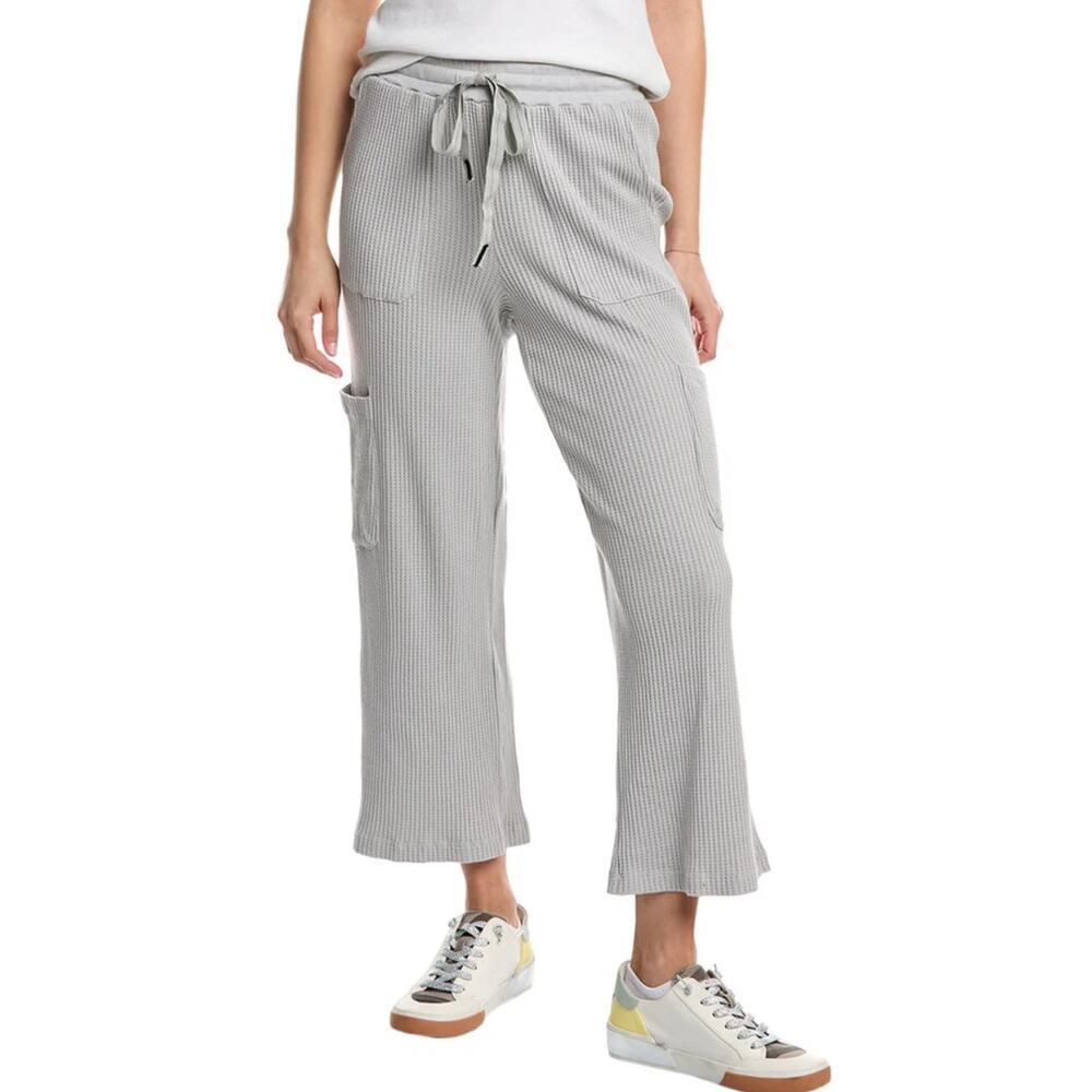 STATESIDE Thermal Cropped Pant In Light Grey Size XS comfort tie waist ankle